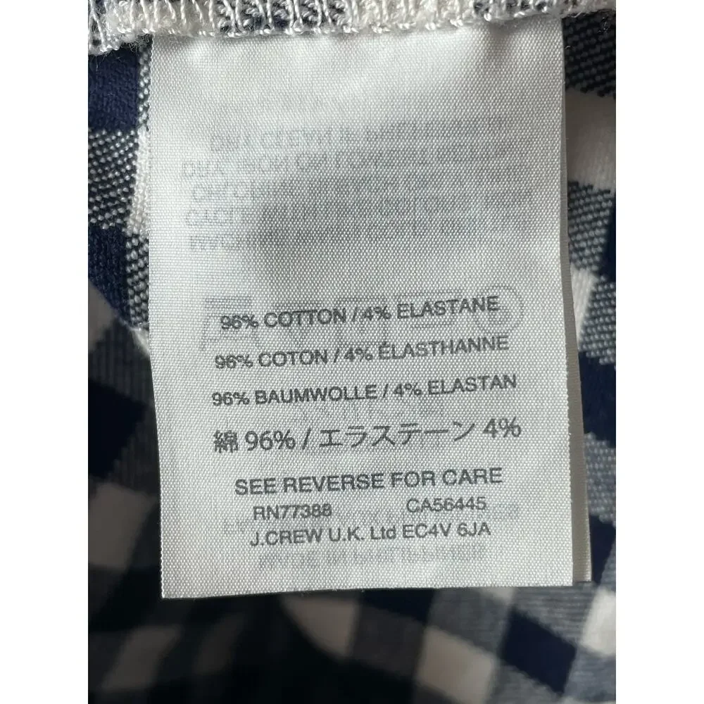 J Crew Navy Blue Gingham Martie Pants 8 Ankle